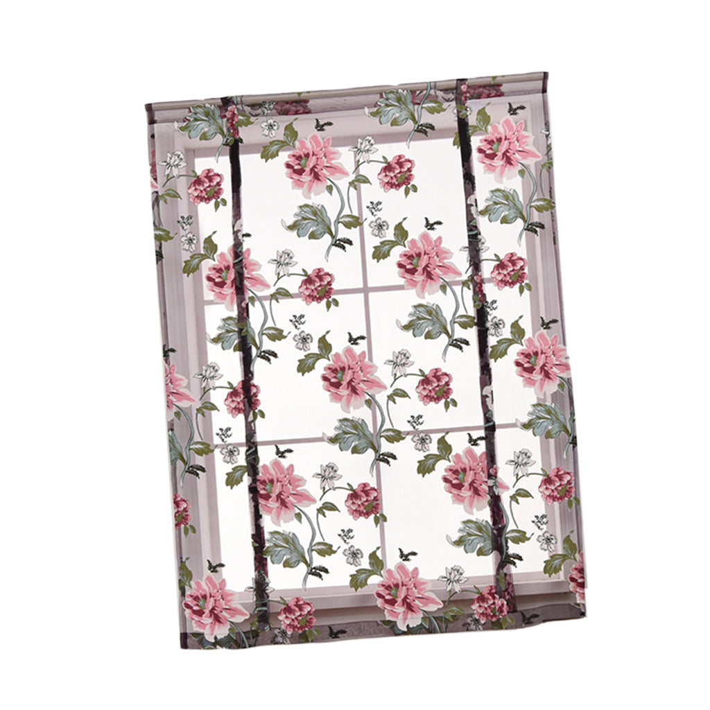 Kitchen Window Short Roman Blinds Curtains Panel Purple Peony 60x140cm