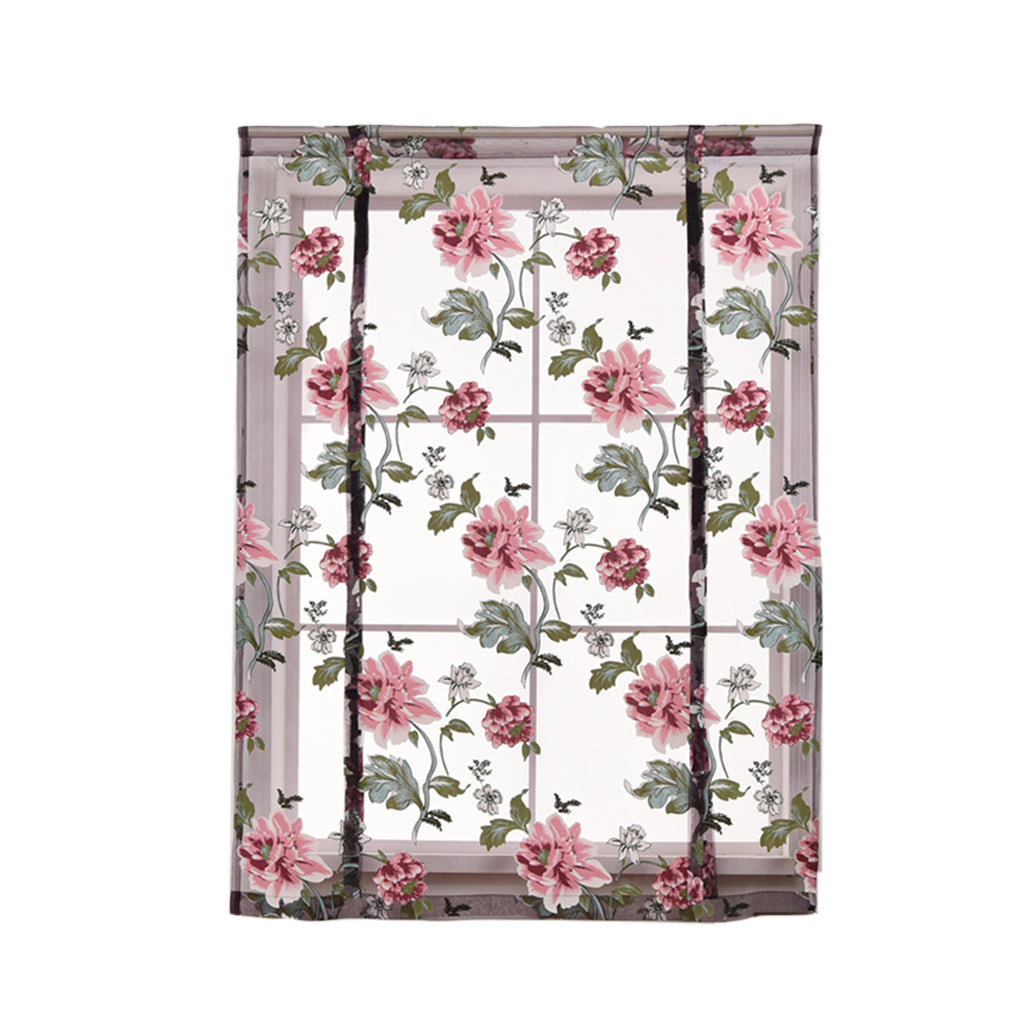 Kitchen Window Short Roman Blinds Curtains Panel Purple Peony 60x140cm