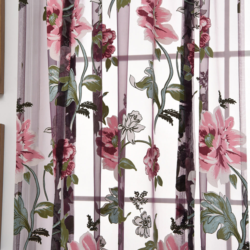 Kitchen Window Short Roman Blinds Curtains Panel Purple Peony 60x140cm