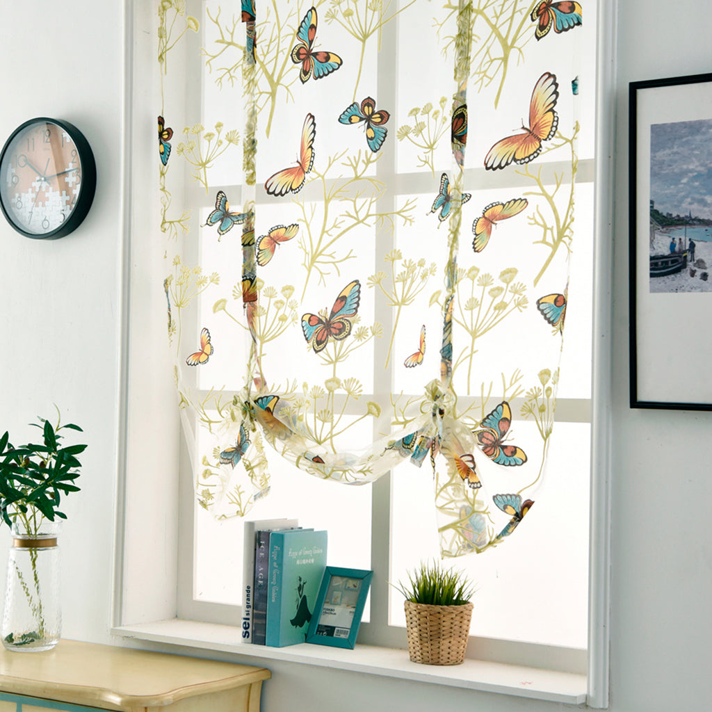 Kitchen Window Short Roman Blinds Curtains Panel Butterfly 80x140cm