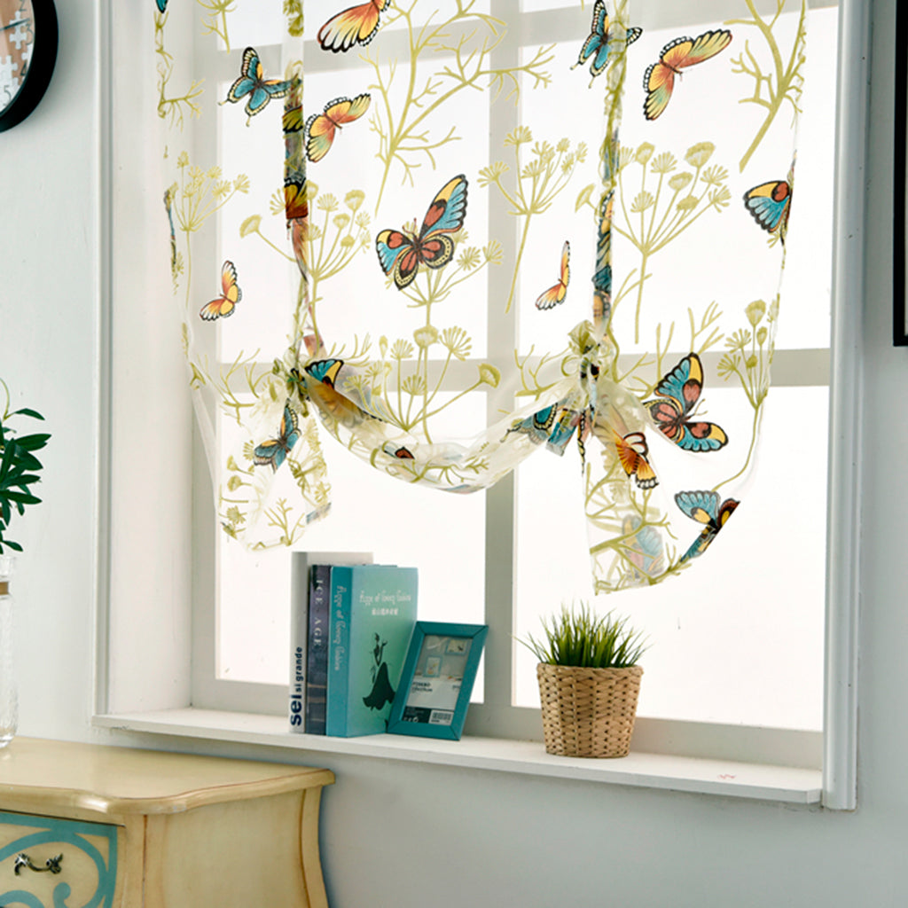 Kitchen Window Short Roman Blinds Curtains Panel Butterfly 80x140cm