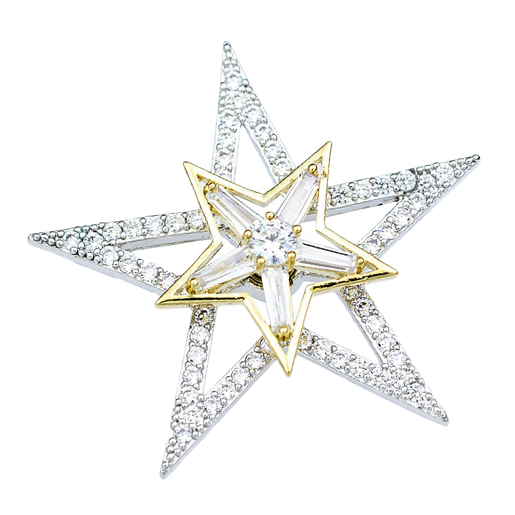 Fashion Crystal Brooch Rotatable Bicycle Coat Collar Lapel Pin Jewelry Star