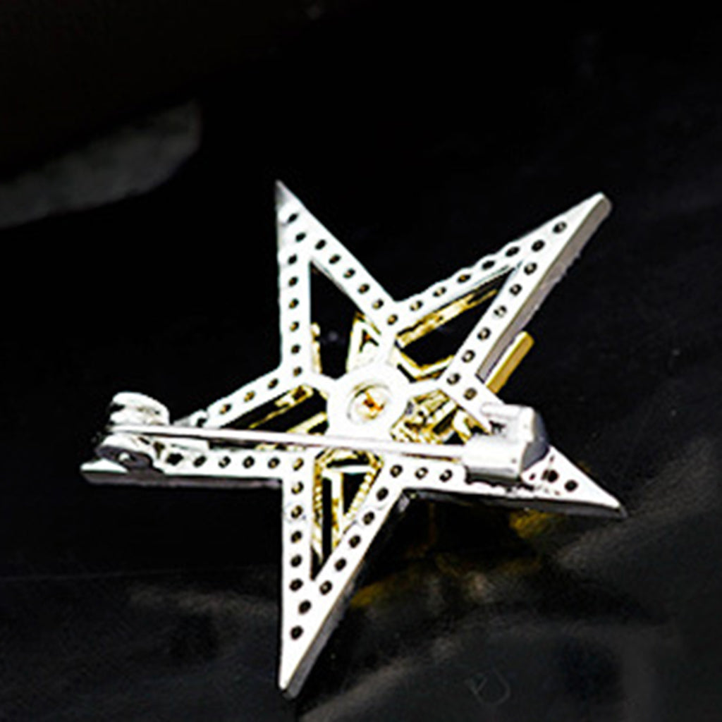 Fashion Crystal Brooch Rotatable Bicycle Coat Collar Lapel Pin Jewelry Star