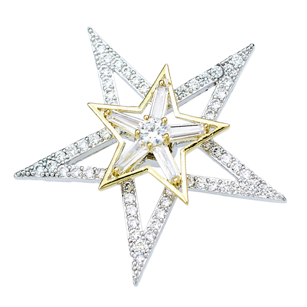 Fashion Crystal Brooch Rotatable Bicycle Coat Collar Lapel Pin Jewelry Star