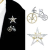 Fashion Crystal Brooch Rotatable Bicycle Coat Collar Lapel Pin Jewelry Star