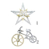 Fashion Crystal Brooch Rotatable Bicycle Coat Collar Lapel Pin Jewelry Star