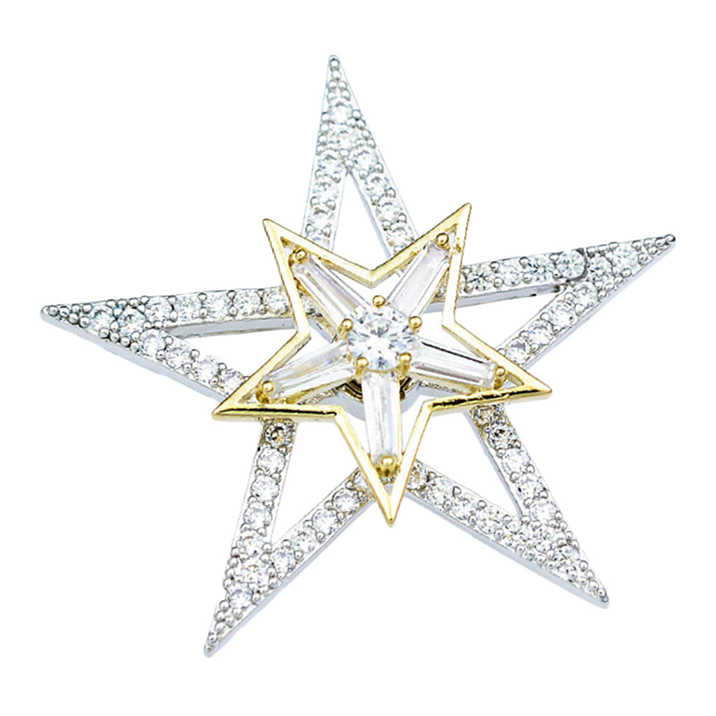 Fashion Crystal Brooch Rotatable Bicycle Coat Collar Lapel Pin Jewelry Star