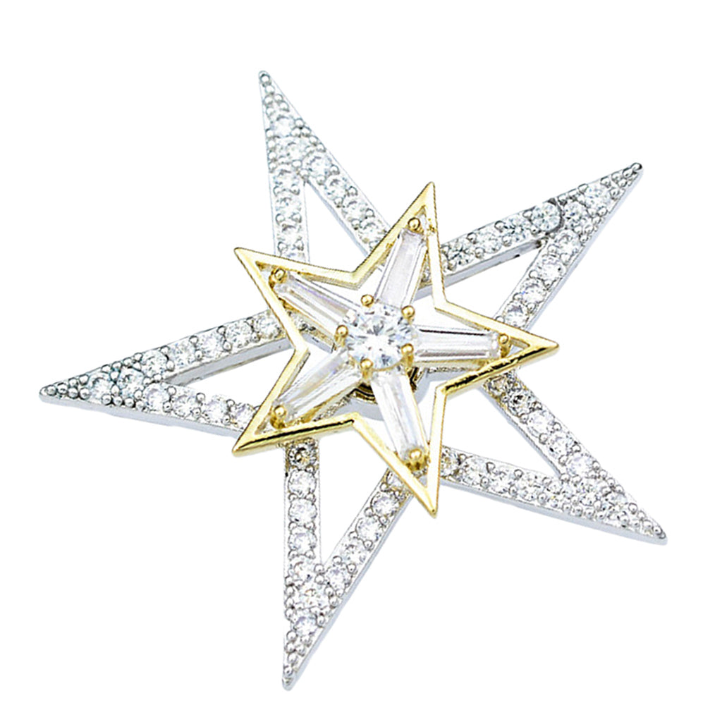 Fashion Crystal Brooch Rotatable Bicycle Coat Collar Lapel Pin Jewelry Star