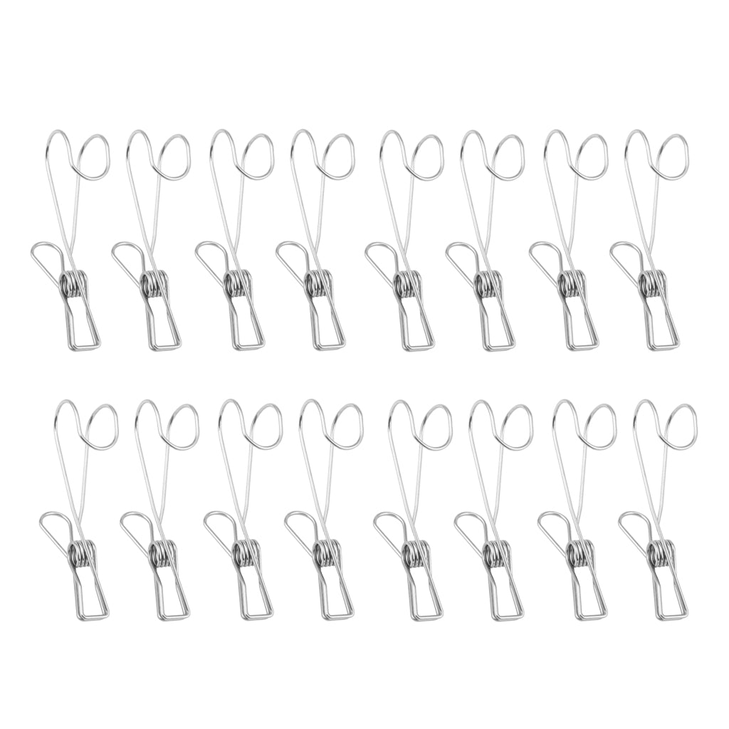 16 Pieces Multi-purpose Clothesline Utility Clips Steel Wire Clips 9cm