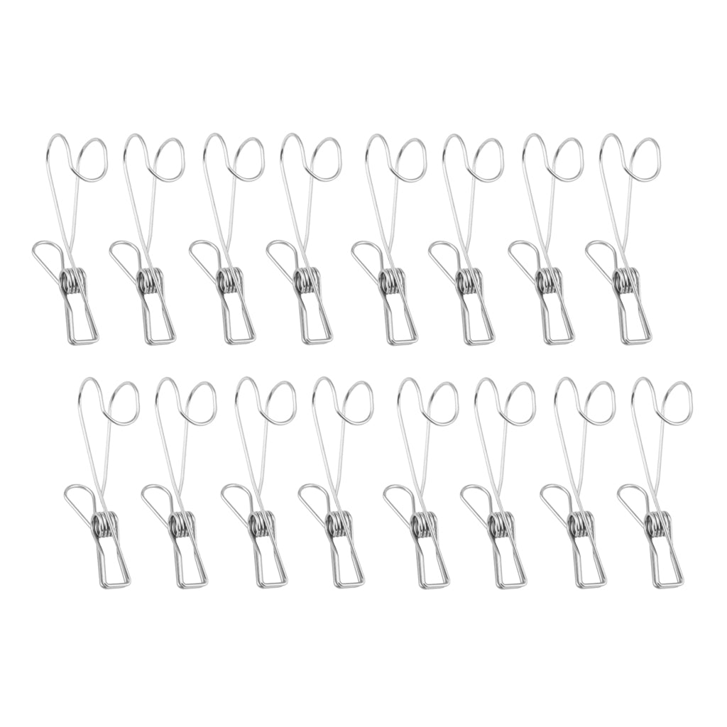 16 Pieces Multi-purpose Clothesline Utility Clips Steel Wire Clips 9cm