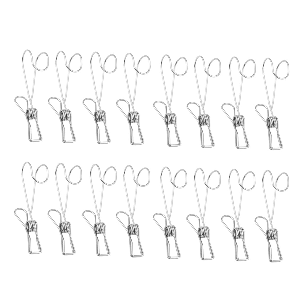 16 Pieces Multi-purpose Clothesline Utility Clips Steel Wire Clips 9cm