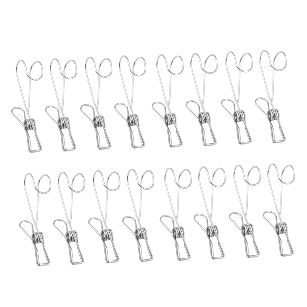 16 Pieces Multi-purpose Clothesline Utility Clips Steel Wire Clips 9cm