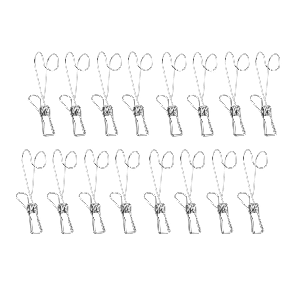 16 Pieces Multi-purpose Clothesline Utility Clips Steel Wire Clips 9cm