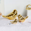 Golden Ceramic Birds Shaped Animal Figurines Craft Desktop Ornaments Size_L