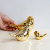 Golden Ceramic Birds Shaped Animal Figurines Craft Desktop Ornaments Size_L