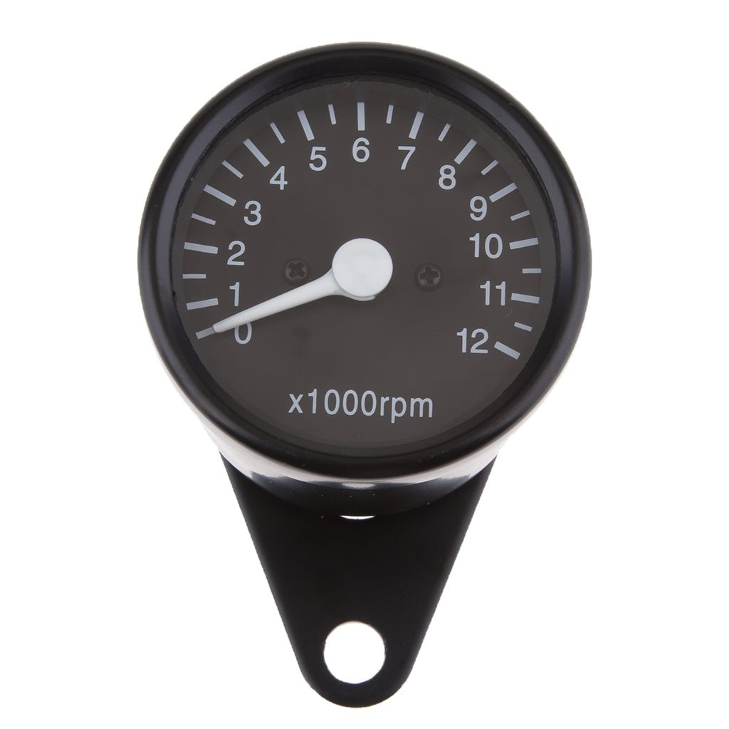 12V Universal Motorcycle Tachometer Meter LED Backlight RPM Black