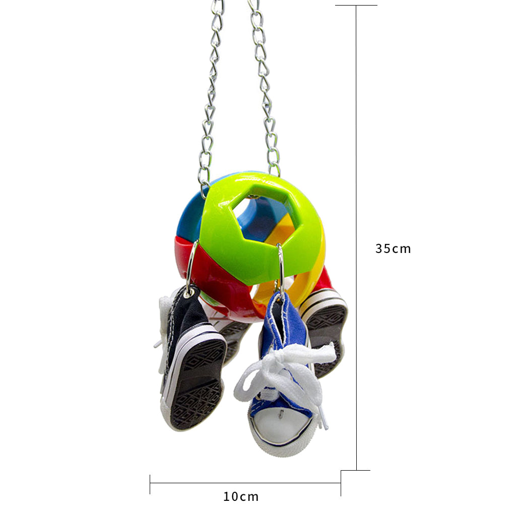 Bird Parrot Chew Toy Sneakers with Bell Ball Quick Link to The Cage