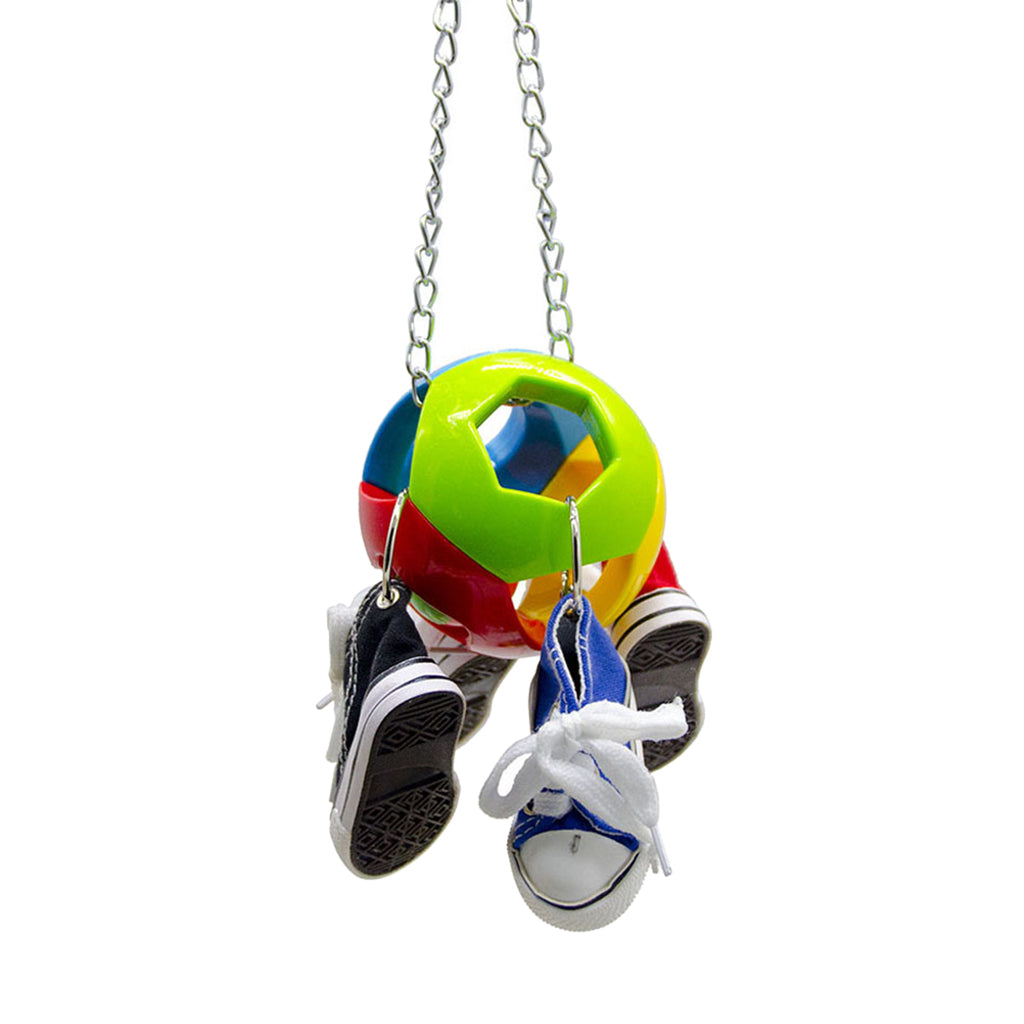 Bird Parrot Chew Toy Sneakers with Bell Ball Quick Link to The Cage