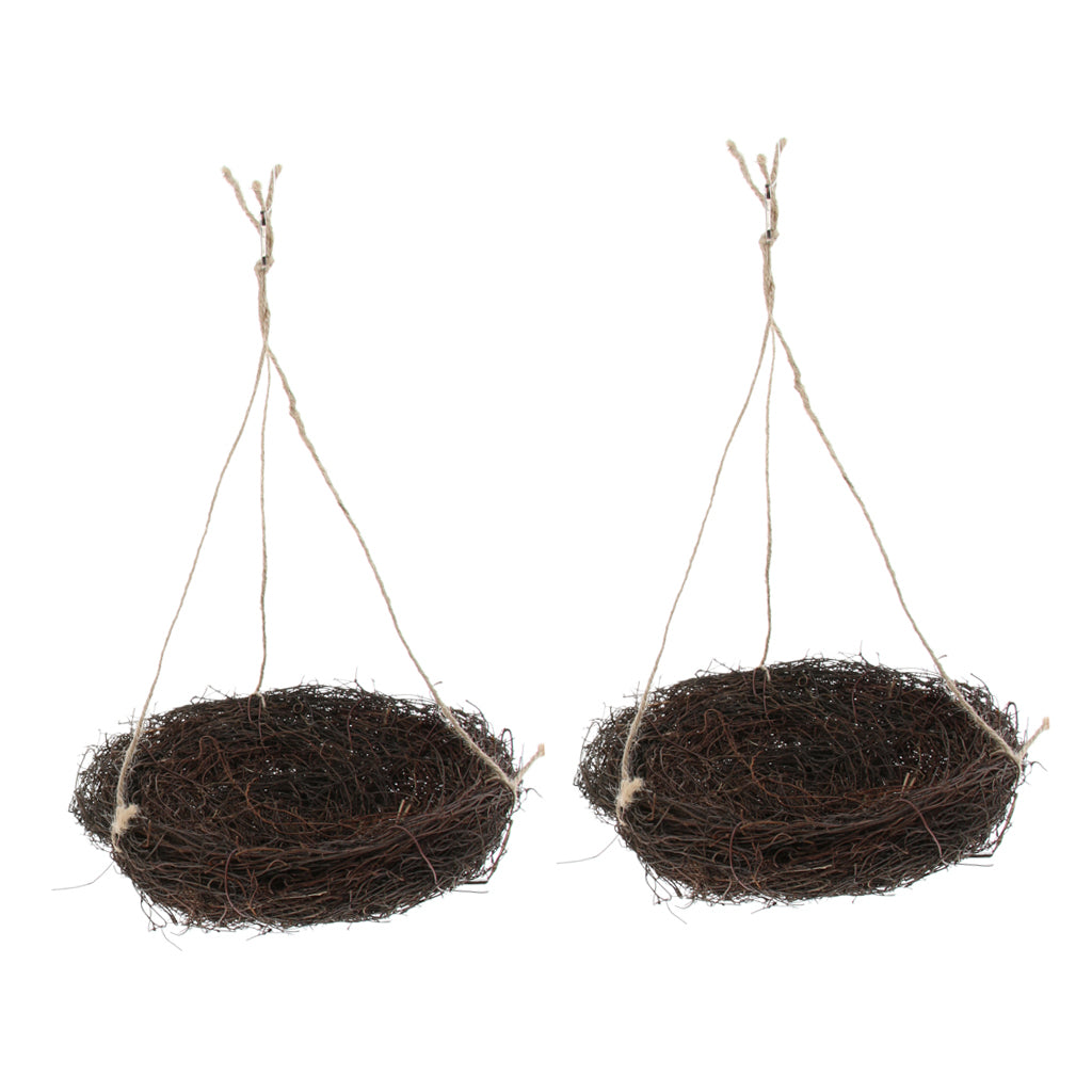 2PCS Rattan Bird Nest Swinging Toy Cage Perch Stand for Parrot Budgie L