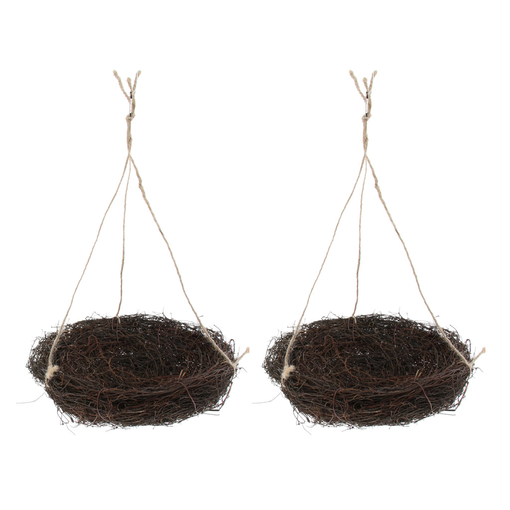 2PCS Rattan Bird Nest Swinging Toy Cage Perch Stand for Parrot Budgie L