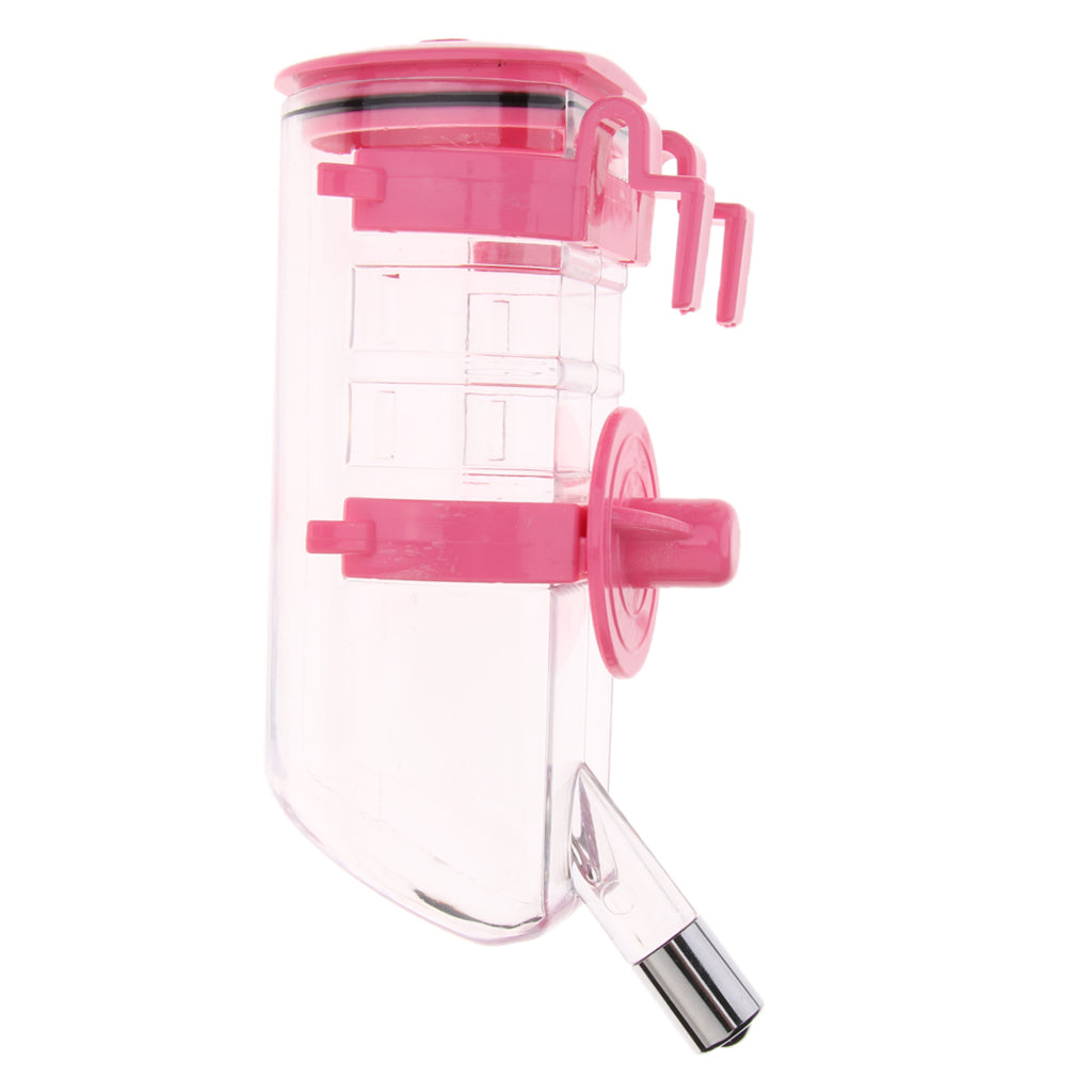 Adjustable Height Pet Dog and Cat Cage Water Bottle Dispenser Pink