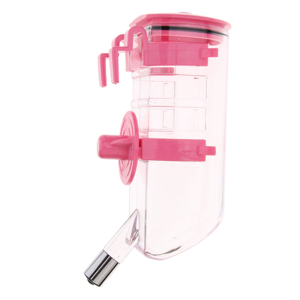 Adjustable Height Pet Dog and Cat Cage Water Bottle Dispenser Pink