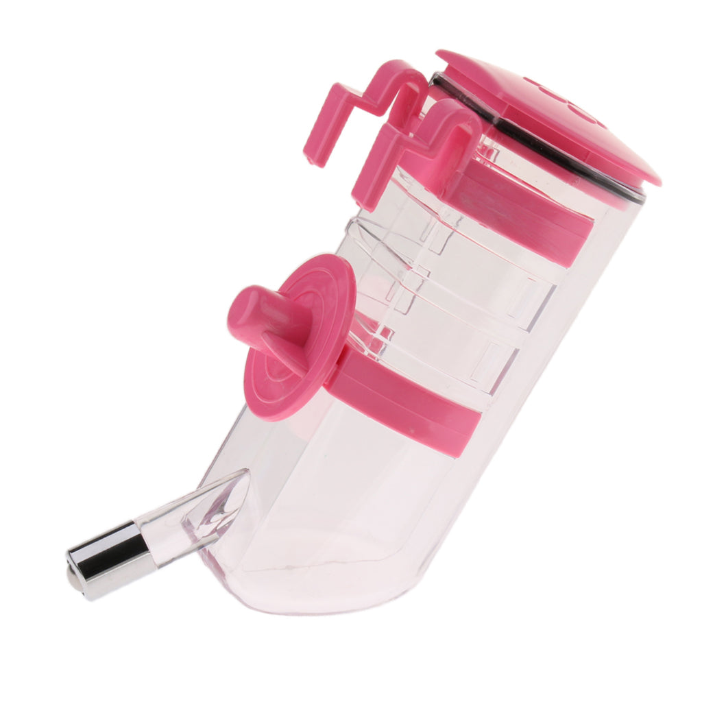 Adjustable Height Pet Dog and Cat Cage Water Bottle Dispenser Pink