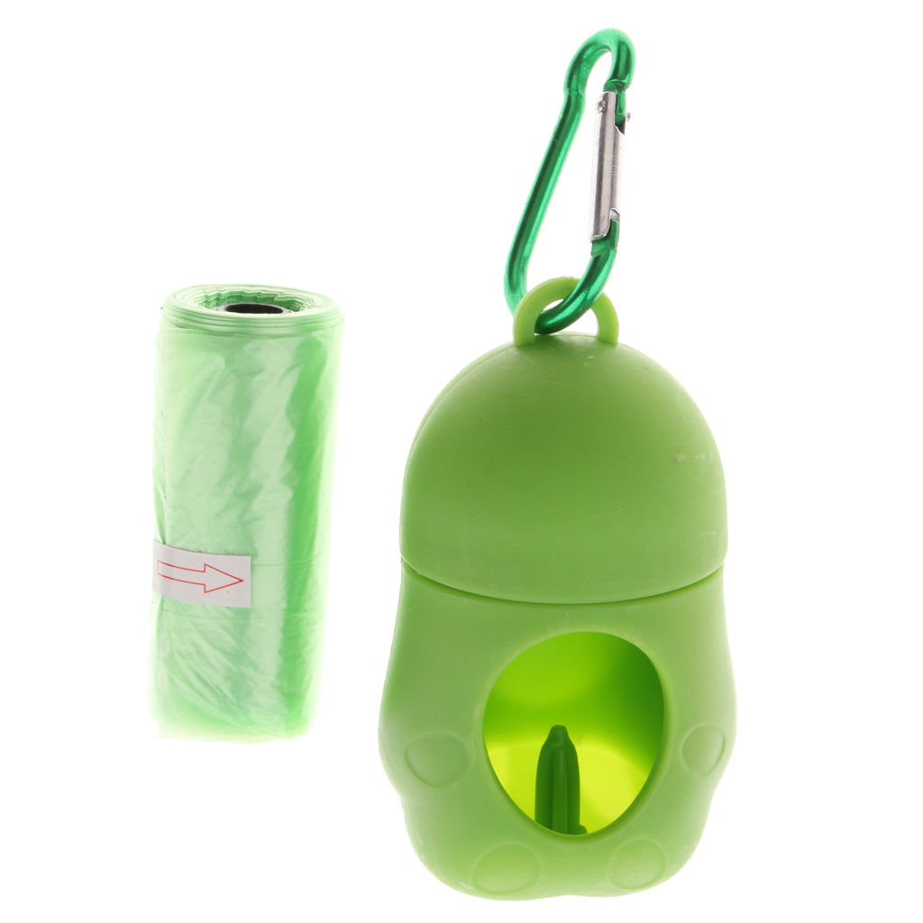 5 Pcs Dog Pooper Bags Pet Dog Poop Dispenser Box Disposable Waste Bag Green