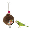 Bird Parrot Coconut Shell Swing Toy Drawbench Wire Cage Hanging Chew Toy