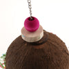 Bird Parrot Coconut Shell Swing Toy Drawbench Wire Cage Hanging Chew Toy