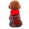 Winter Dog Apparel, Pet Dog Puppy Dress Strap Denim Jumpsuits Red S