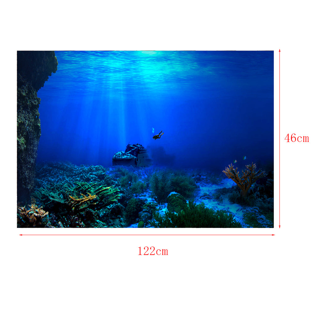 Fish Tank Single-sided Adhesive Background Sticker Marine 122x46cm