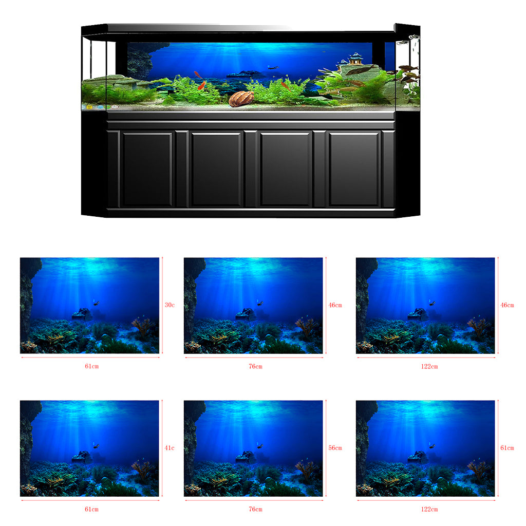 Fish Tank Single-sided Adhesive Background Sticker Marine  61x30cm