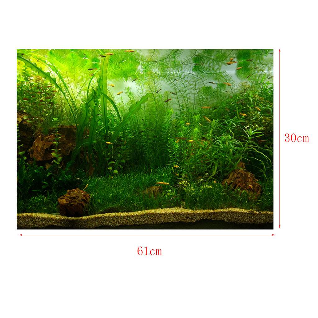 PVC Aquarium Background Poster,Fish Tank Plants Landscape Waterproof 61x30cm