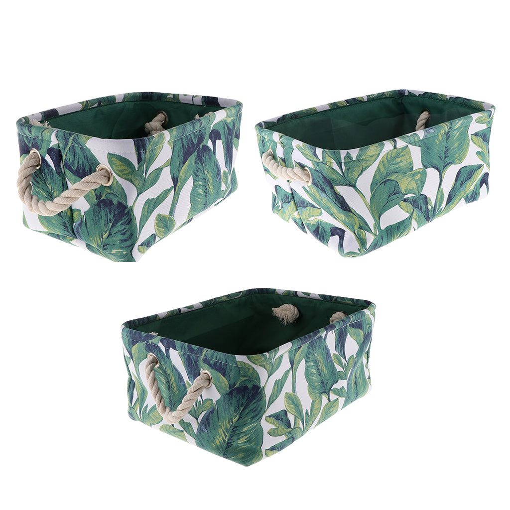 Collapsible Canvas Storage Bins Baskets Baby Toy Handles Green 35X25X16cm