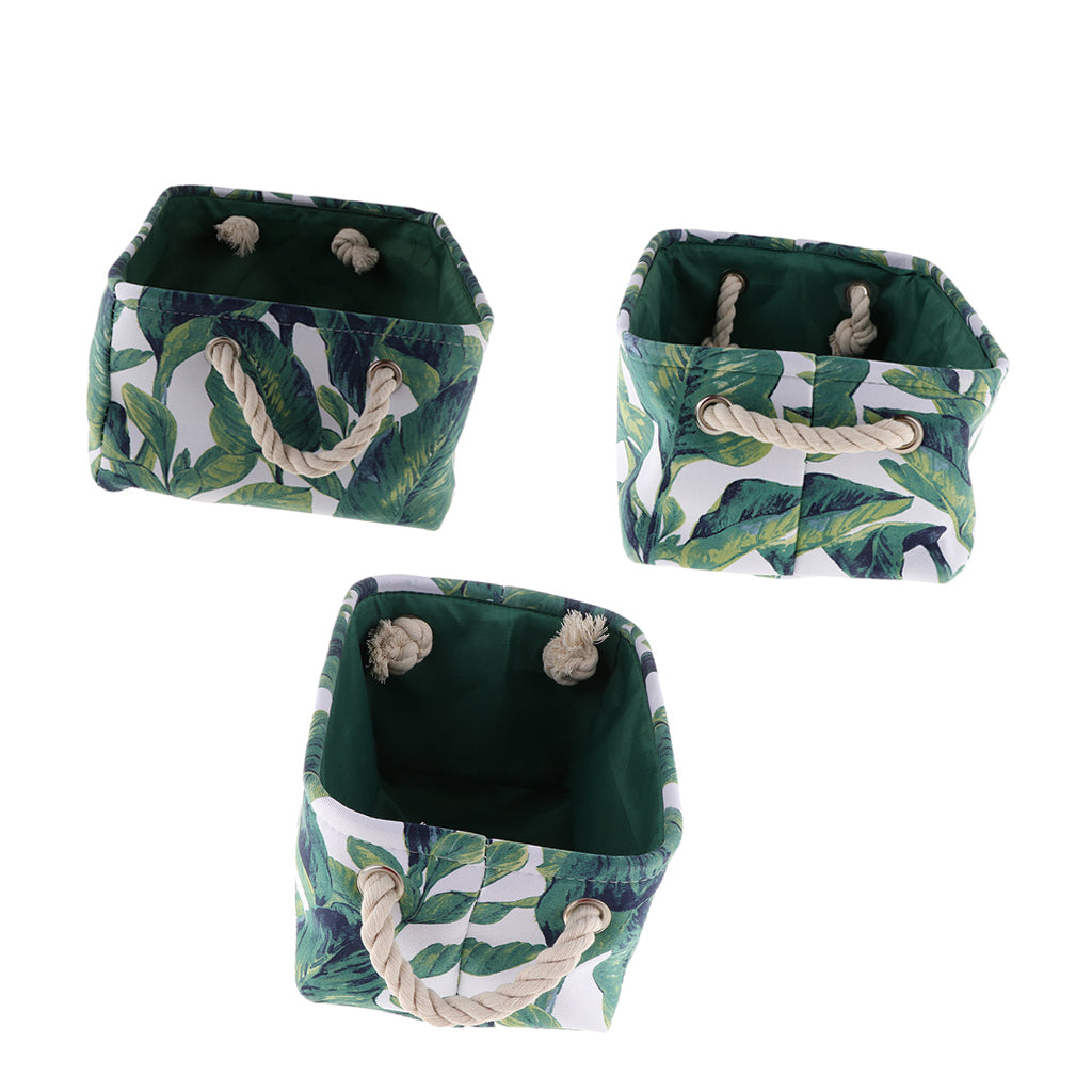 Collapsible Canvas Storage Bins Baskets Baby Toy Handles Green 35X25X16cm