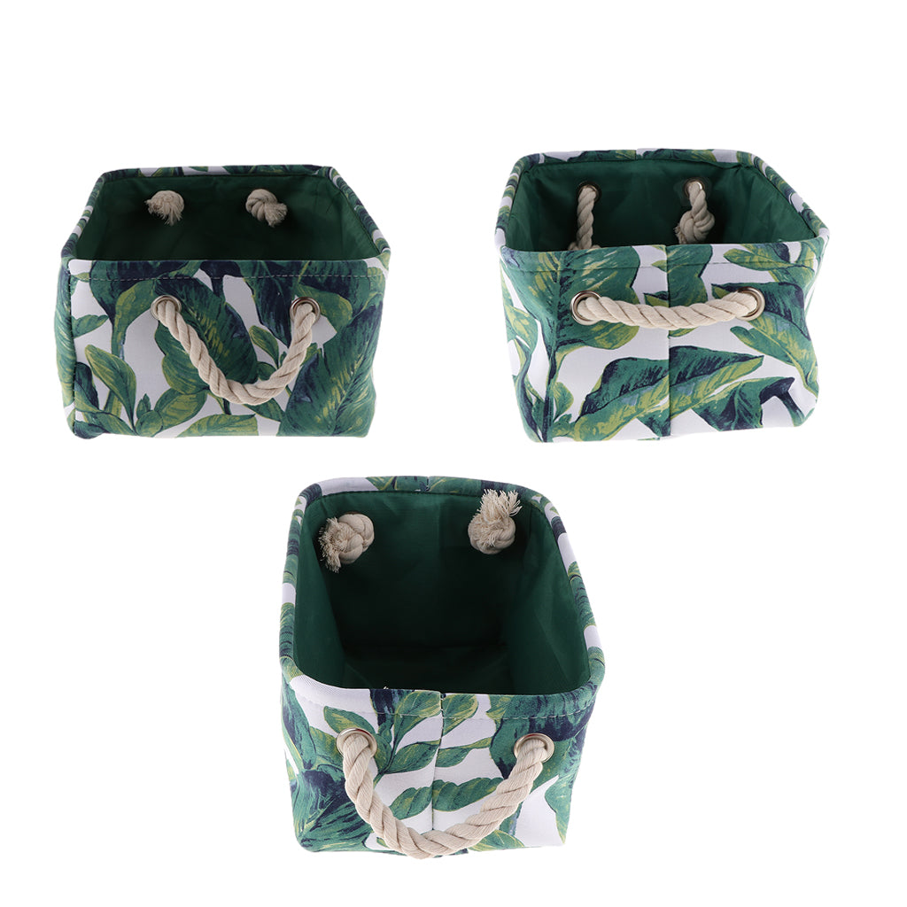 Collapsible Canvas Storage Bins Baskets Baby Toy Handles Green 35X25X16cm