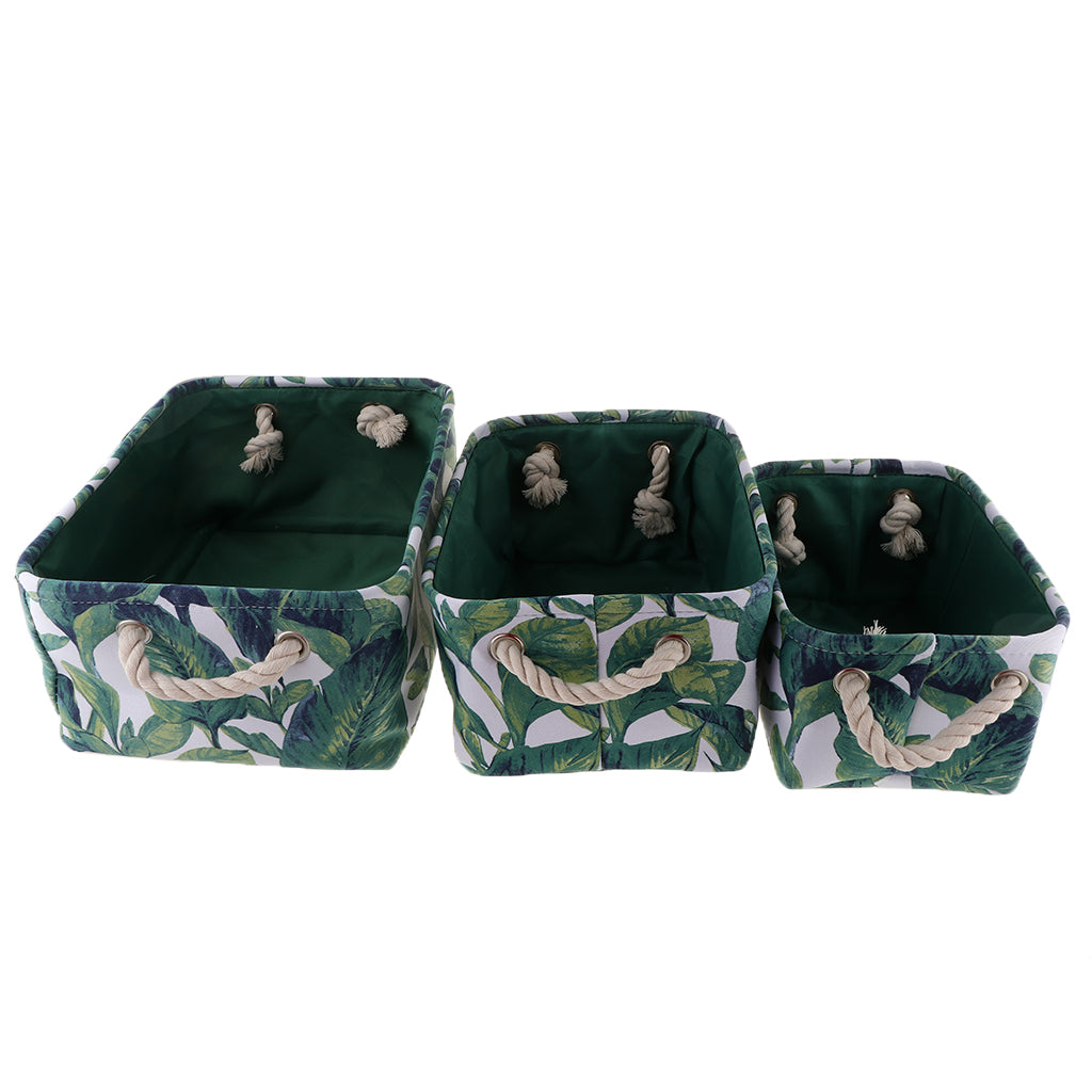 Collapsible Canvas Storage Bins Baskets Baby Toy Handles Green 35X25X16cm