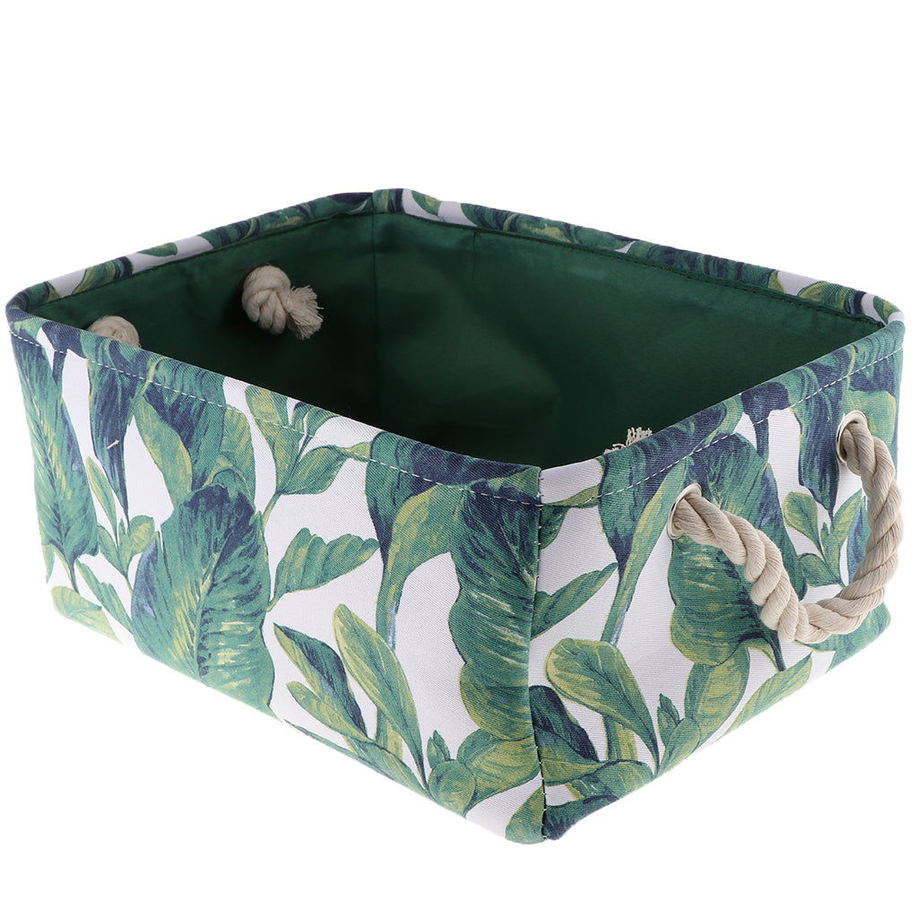 Collapsible Canvas Storage Bins Baskets Baby Toy Handles Green 35X25X16cm