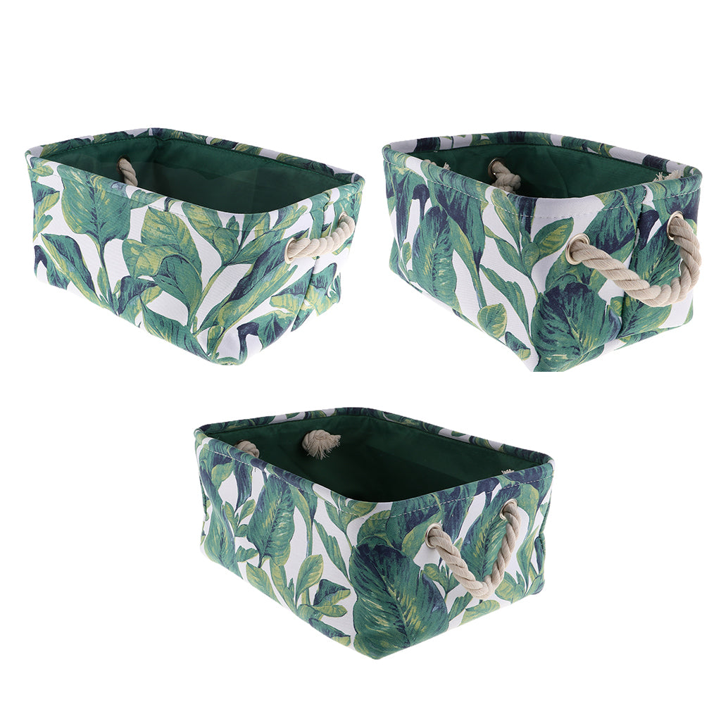 Collapsible Canvas Storage Bins Baskets Baby Toy Handles Green 35X25X16cm