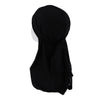 2pcs Long Tail Wide Straps Durag Solid Color Pirate Cap Two Tone Headwraps Black