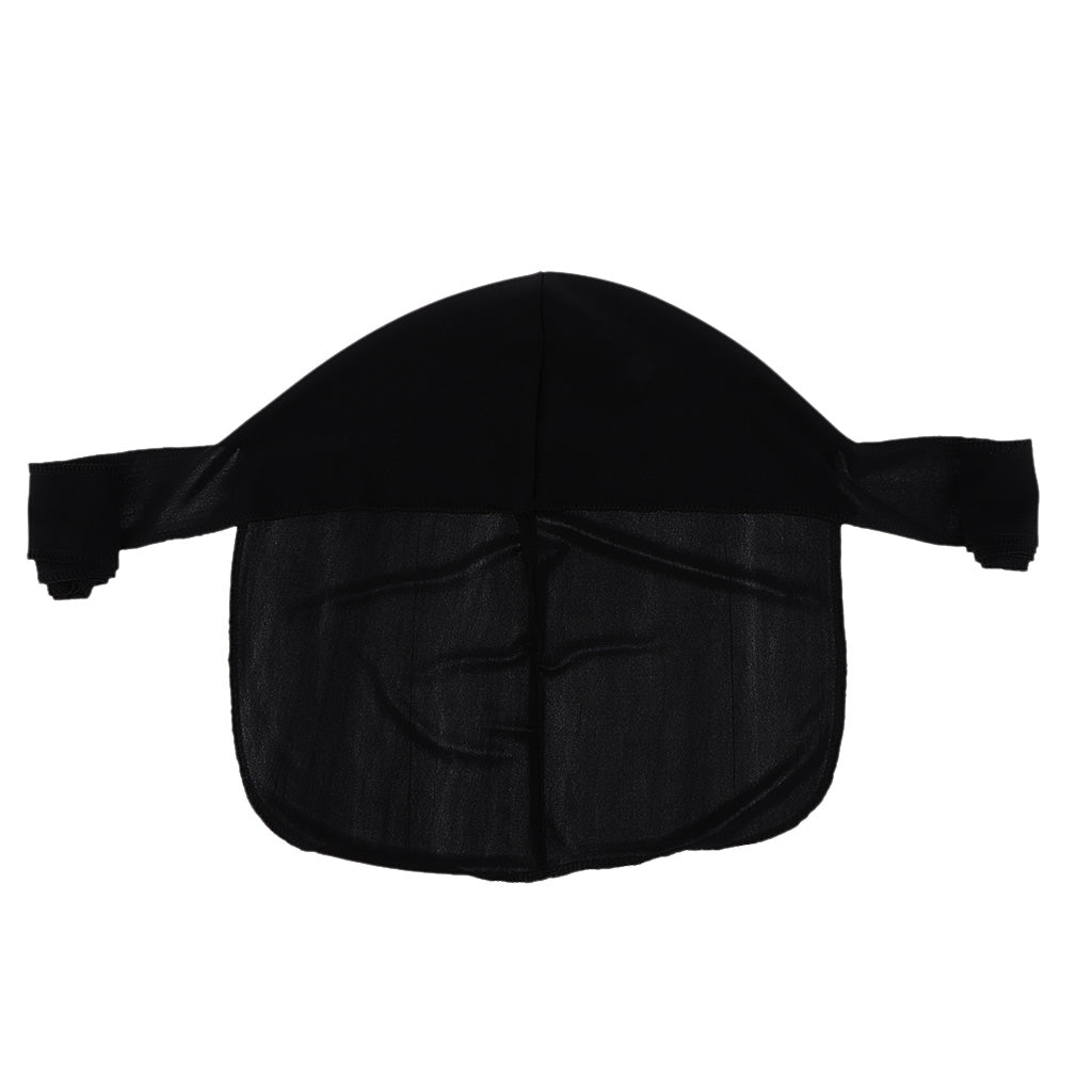 2pcs Long Tail Wide Straps Durag Solid Color Pirate Cap Two Tone Headwraps Black