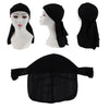 2pcs Long Tail Wide Straps Durag Solid Color Pirate Cap Two Tone Headwraps Black