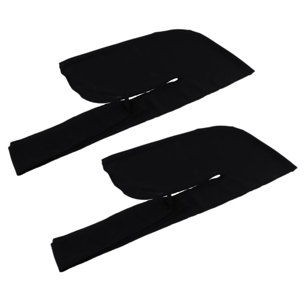 2pcs Long Tail Wide Straps Durag Solid Color Pirate Cap Two Tone Headwraps Black