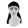 2pcs Long Tail Wide Straps Durag Solid Color Pirate Cap Two Tone Headwraps Black