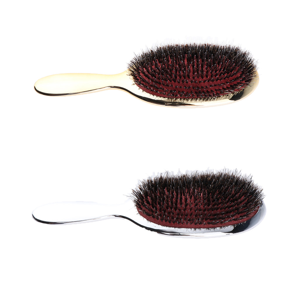 Men Boar Hair Nylon Bristle Beard Mustache Hand Handle Detangler Comb Gold