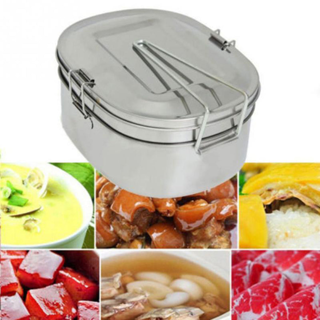 Stainless Steel Food Container Salads Bento Lunch Box Double outsize