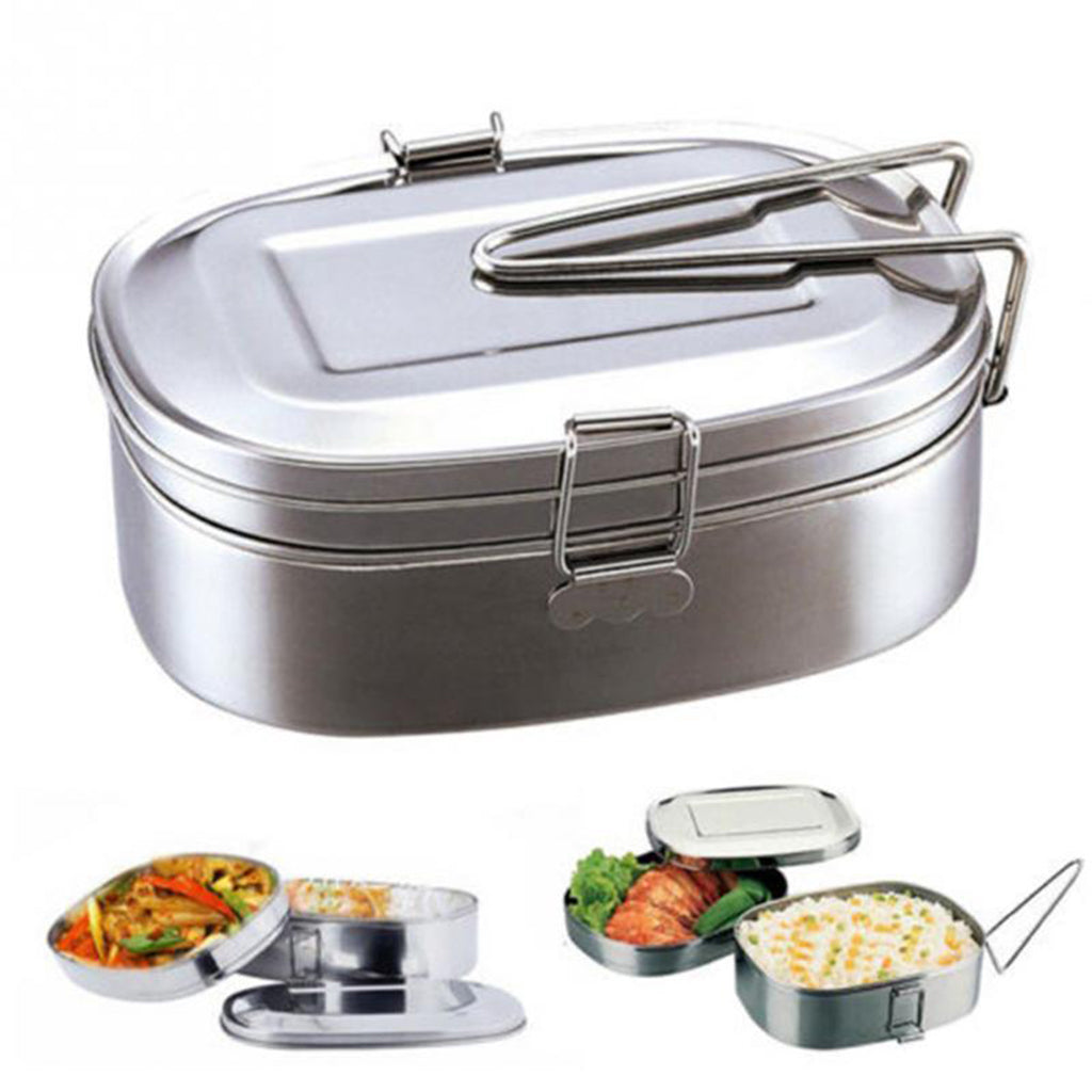 Stainless Steel Food Container Salads Bento Lunch Box Double outsize