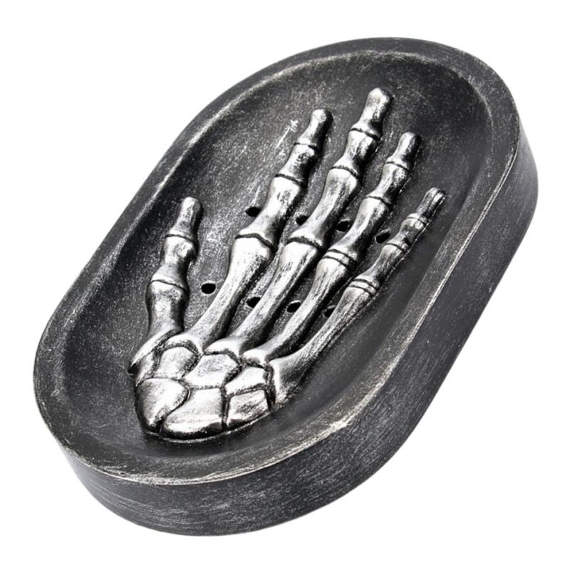 Resin Hand Skeleton Bath Shower Soap Tray Dish Storage Holder Plate Black