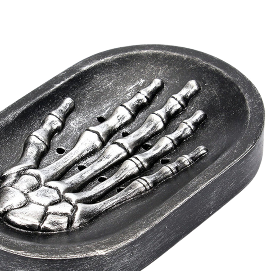 Resin Hand Skeleton Bath Shower Soap Tray Dish Storage Holder Plate Black